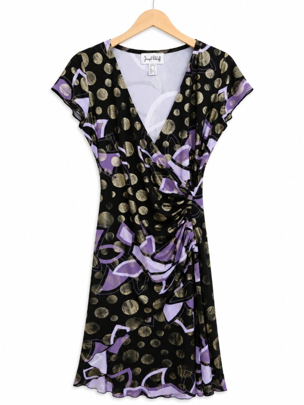 Joseph ribkoff black and purple gold dress womens 10 24 40